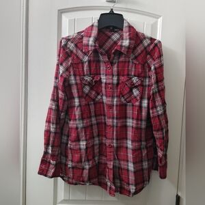 Forever 21 Red and Black Plaid Shirt